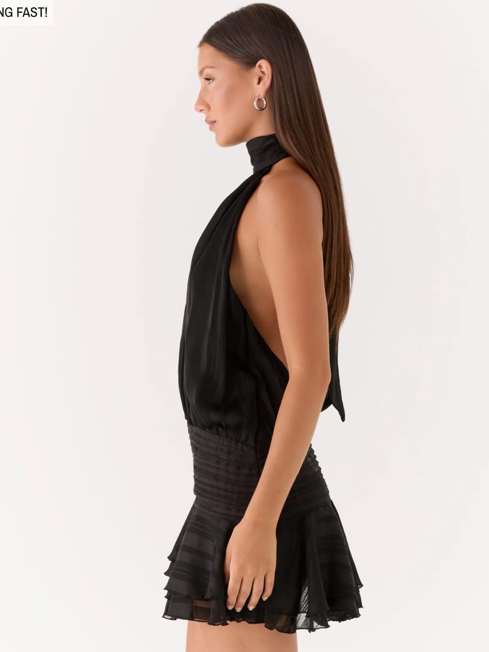 Peppermayo Black Halter Ruffled Mini Dress - Picture 3 of 7